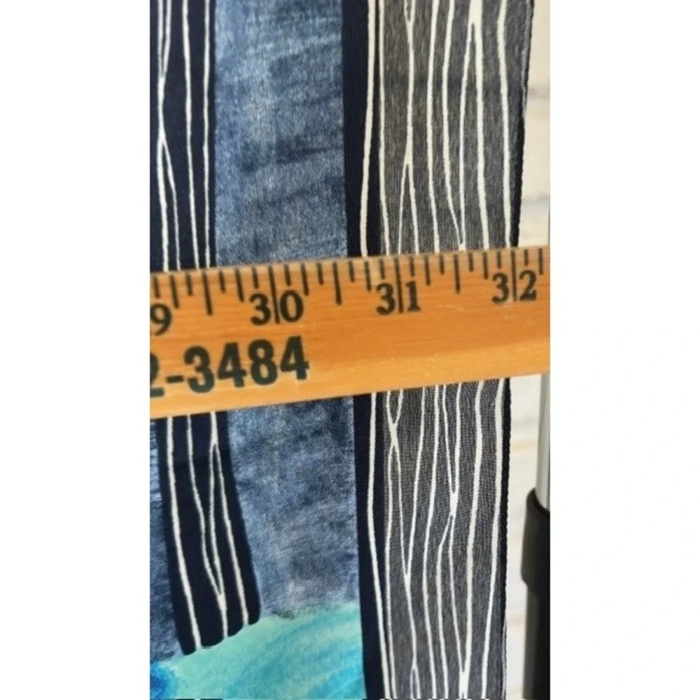 Vintage Abstract Geometric Scarf Blue Green Polyester Made in Italy 31